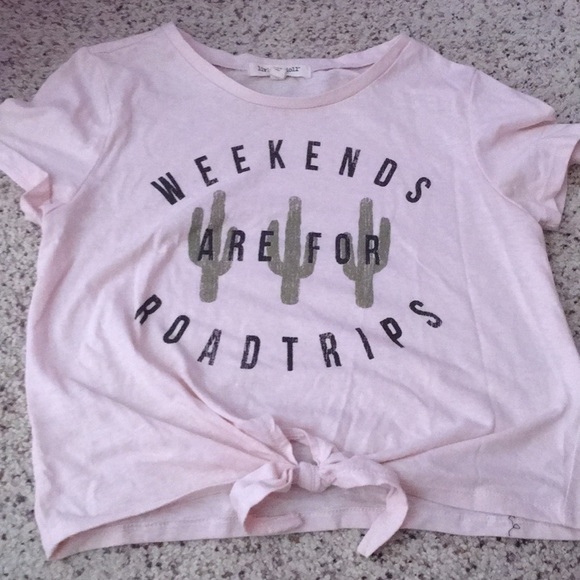 The Living Doll Tops - Weekends Are For Roadtrips Cropped Shirt